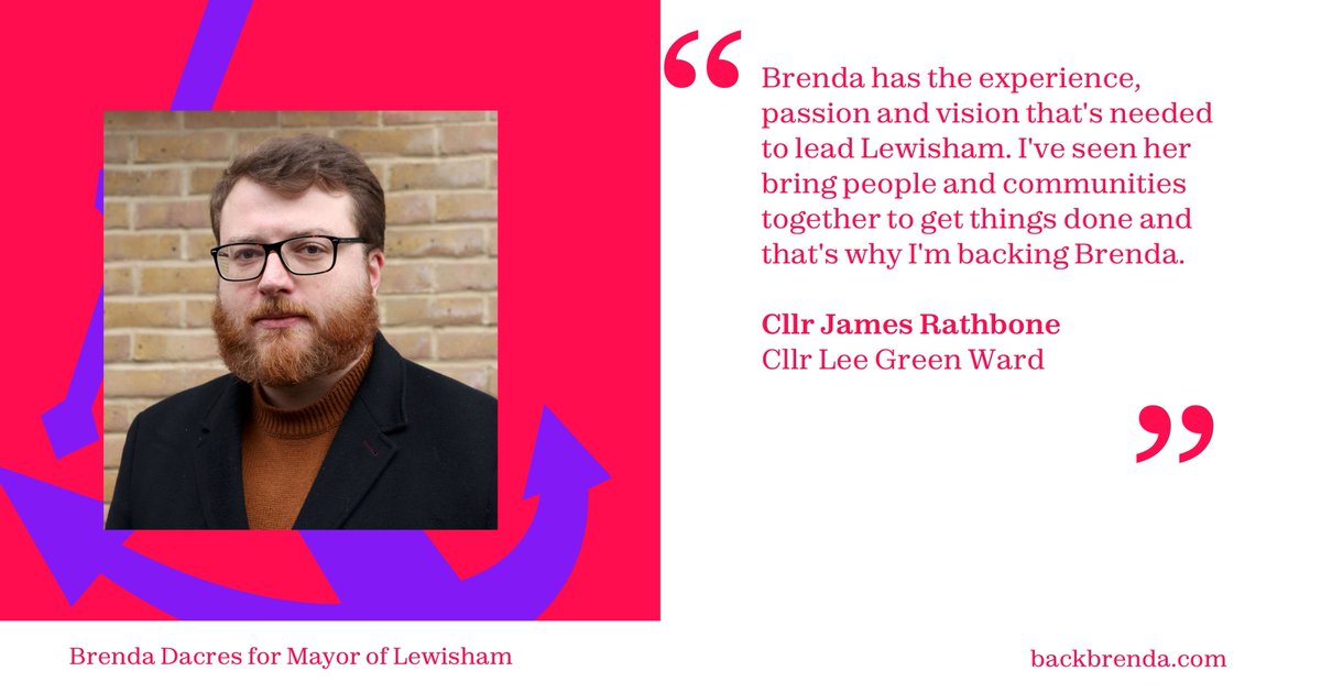 Brenda_Dacres's tweet photo. Very pleased to have the support of @JamesARathbone, a formidable local councillor in Lee Green and chair of Public Accounts. He’s a hard-working colleague and I’m so pleased to have his support.

Thank you James.

#BackBrenda https://t.co/Q3dx3YtRyn