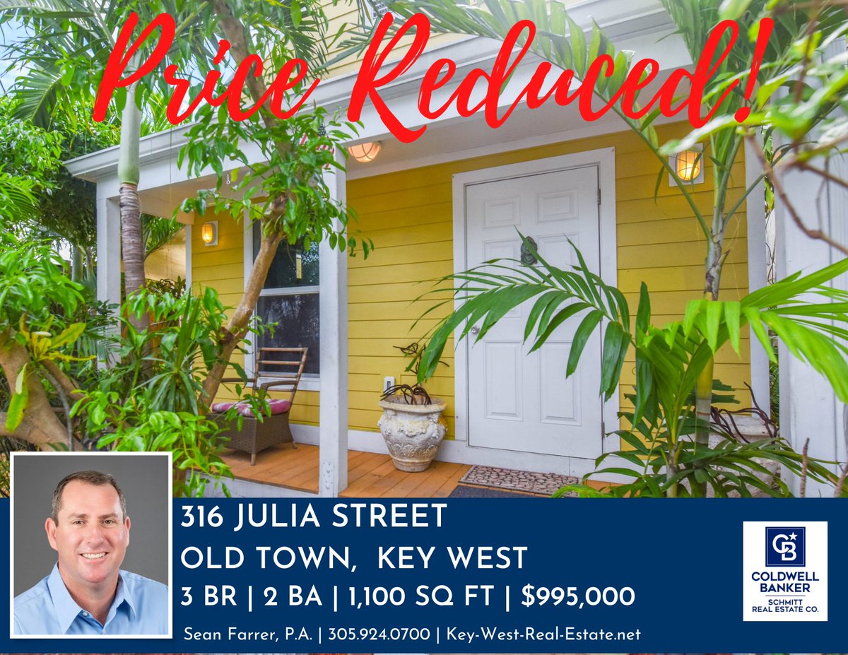 PRICE REDUCED!! 🏠🌴316 Julia Street, Key West. Charming 3BD/2BA Old Town home!! Walk or bike 🚲 to all the Old Town attractions. Listed at $995,000. Call/text Sean for more info 305-924-0700. See more bit.ly/316Julia
#keywestrealestate #keywesthomes #oldtownkeywest