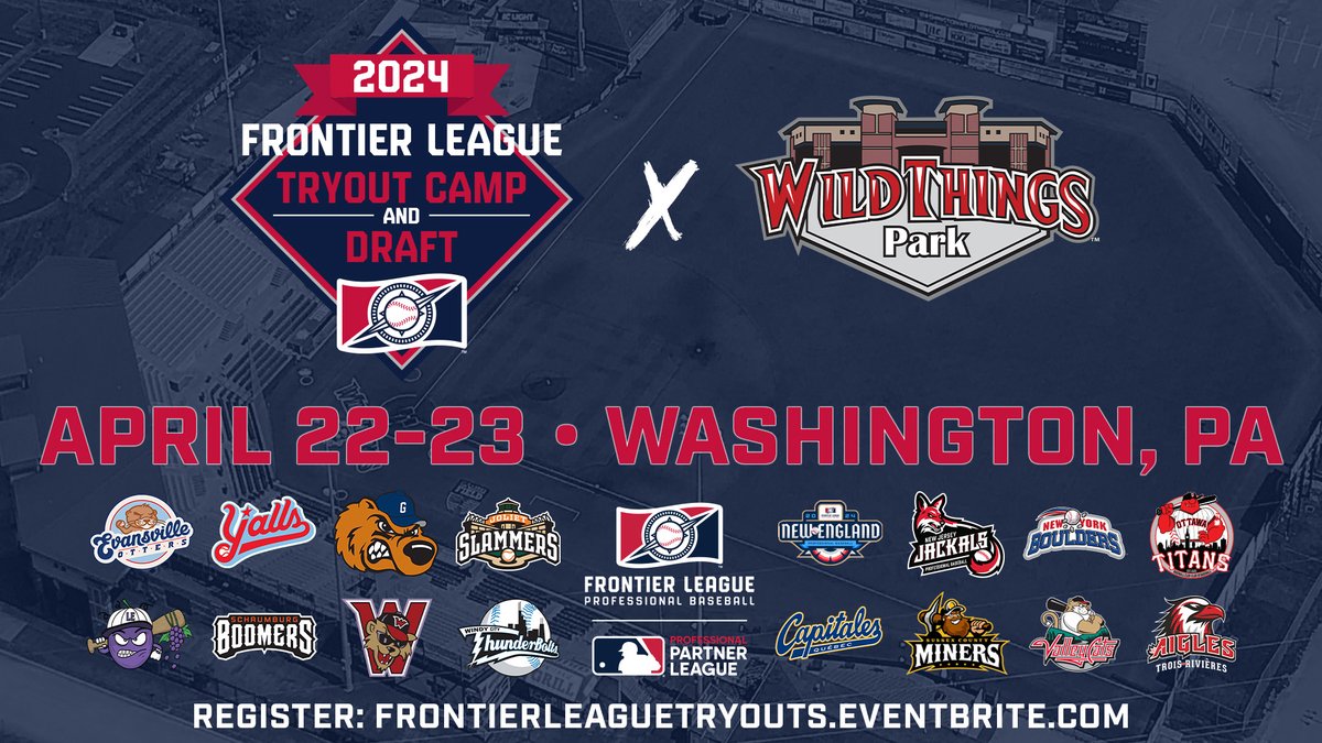 WashWildThings's tweet photo. The 2024 @FLProBaseball Tryout Camp &amp; Draft is coming back to Wild Things Park. 

Set for Monday, April 22 and Tuesday, April 23, players can tryout in front of FL managers and MLB scouts.

Register: https://t.co/cQYeIHF42f
Details: https://t.co/W2QL8emed3
#FLDraft https://t.co/WqMImFCu2V