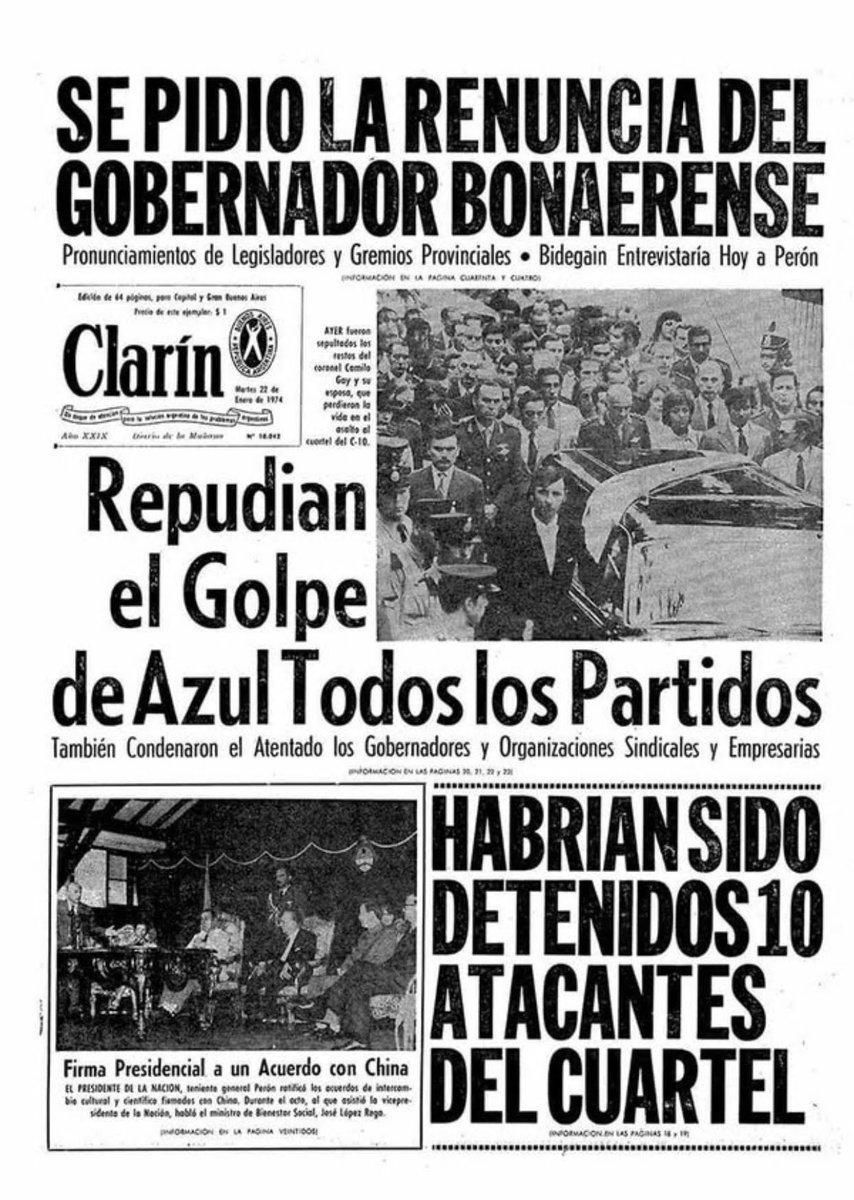 Se cumplen 50 años del ataque terrorista del ERP al Regimiento de Azul en provincia de Bs As. Mientras Perón era presidente, atacaron una unidad militar, asesinaron al Jefe, su esposa y a un soldado y secuestraron a otro militar por 10 meses y luego lo asesinaron. Todo esto quedó…