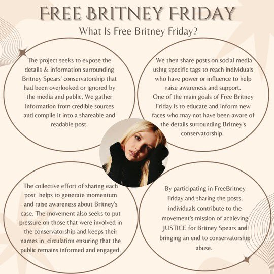 📢 Calling all #JusticeForBritney supporters! In upcoming mnths we will b focusing on crucial court updates&amp;highlights featured every #FreeBritneyFriday 
2gethr we can make a difference. Join the mvmnt, spread the word and let’s fight for her justice <a href="/GT_Law/">Greenberg Traurig LLP</a> <a href="/TheJusticeDept/">U.S. Department of Justice</a> <a href="/FBI/">FBI</a>