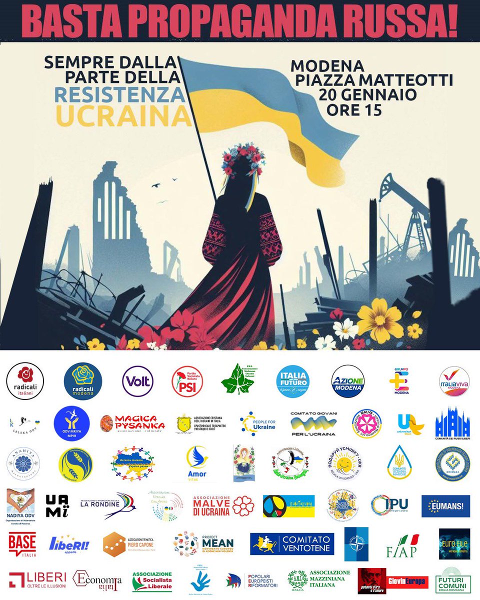 modenainazione's tweet photo. Domani in Piazza Matteotti a #Modena, insieme a @MatteoRichetti per ribadire il nostro sostegno  alla resistenza #ucraina 🇺🇦 e contro la propaganda russa in Italia. Vieni anche tu! #SlavaUkraini https://t.co/a1Gs2S7KQf