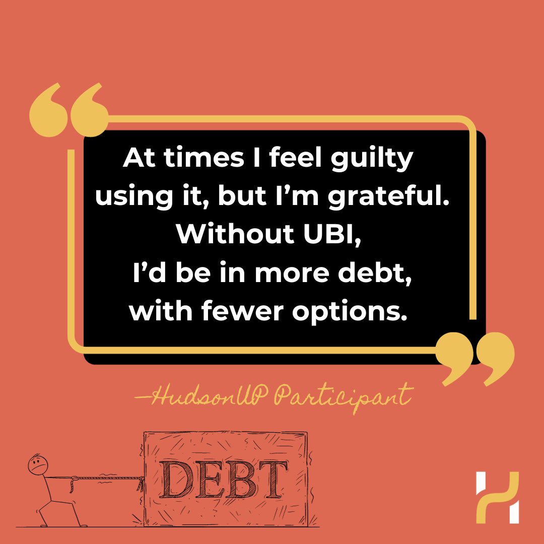 The average American household debt has increased significantly in recent years, delinquent pmts are rising &amp; lower income families are feeling it the most.

HudsonUP participants shared how a guaranteed $500/month has helped. 
#guaranteedincome #UBI #basicincome #basicincomenow