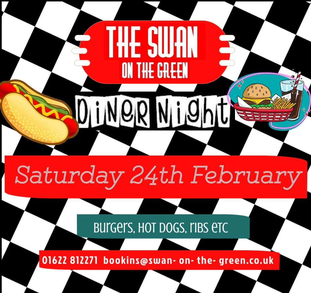 Join us for our diner night 🍔

😋 after last year's successful evening we've decided to bring it back again this year 😋 

If you like burgers, ribs or hotdogs (as well as many more choices) then don't delay and book your table with us 😀
