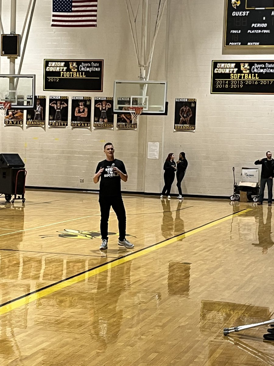 Thanks go out to former UHS Football player Joe Pettit for speaking to our student body today. What an inspiring message to hear. Thank you for investing in our youth. #UCHome