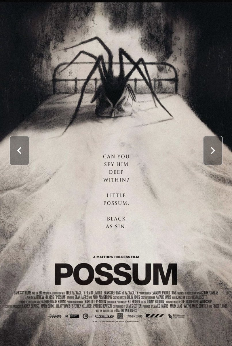Watching Mathew holiness's (Garth marengii) 'Possum' starring Sean Harris a very weird film about a poetic puppeteer and a horrid puppet. More an unsettling indie drama than straight horror,a really offkilter moody film at times. This is only the 2nd time I've seen it. @terrorca