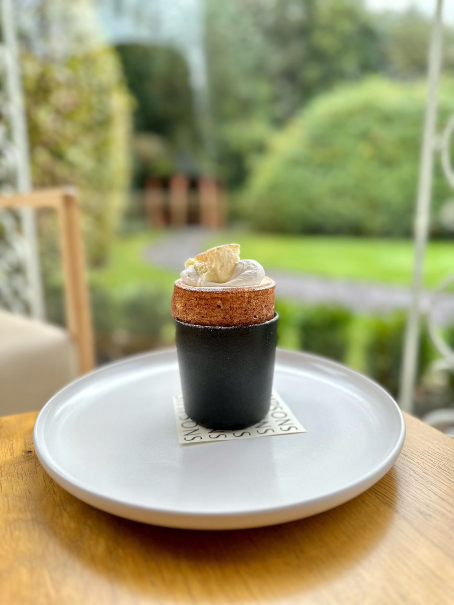 Passionfruit Soufflé, Coconut Chantilly and Mango Sauce - the final course on our Valentine’s Day menu 💘 Book your table - simpsonsrestaurant.co.uk ✨