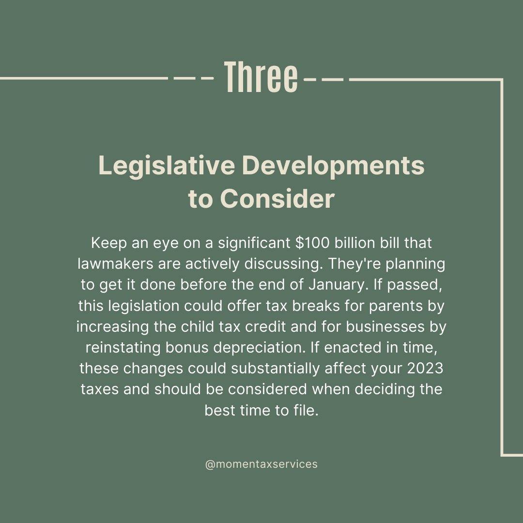 momen_tax's tweet image. ⏳ Patience Pays Off: The Strategic Benefits of Waiting to File Your Taxes! ⏳

Remember, rushing might save time now but could cost you more in the long run. Let’s file smart, not just fast! 📈💡

#TaxStrategies2024 #SmartFiling #TaxPatience #IRSUpdates #FinancialWisdom #Tax