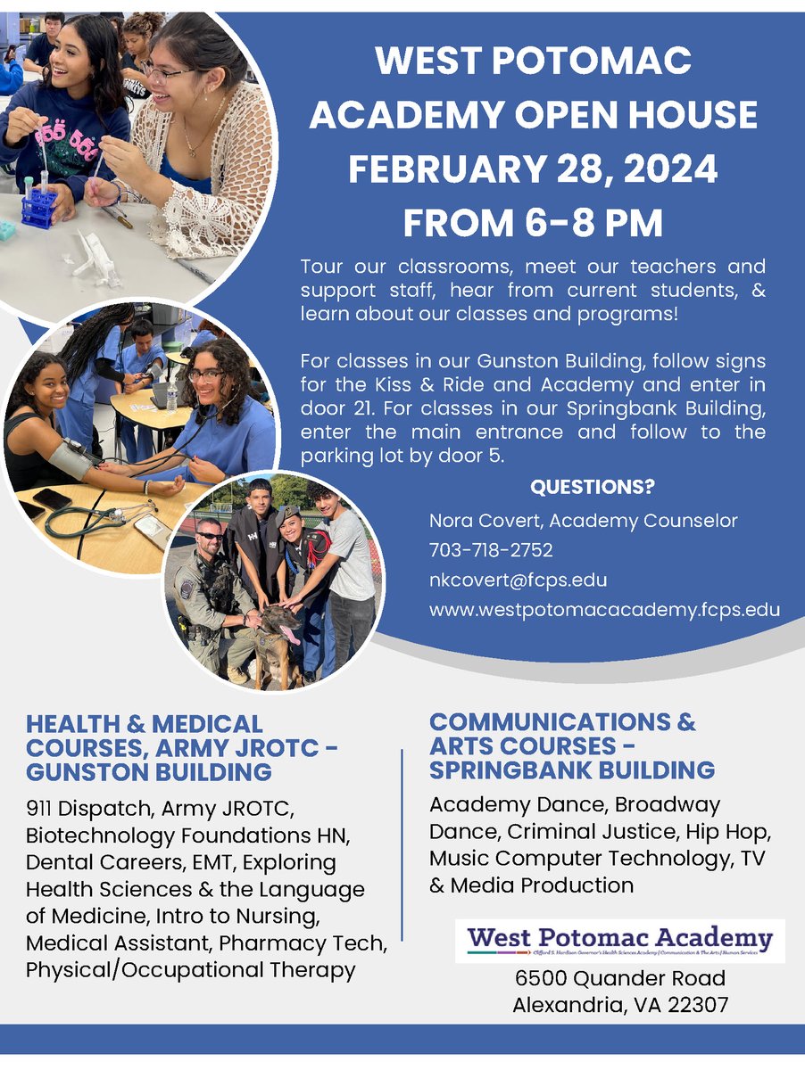 LBHSCounseling's tweet image. Bruins - Interested in an Academy Course? Open Houses coming soon!  Highly recommend.  #Courseplanning   @FCPSLBSS @EdisonAcademy @Fairfax_Academy @WestPo_Academy