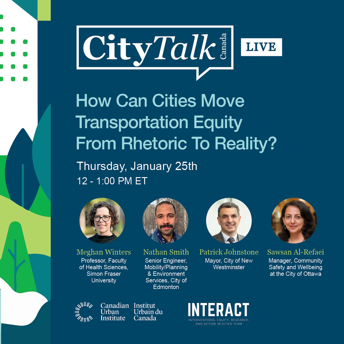 Over one million Canadians are living in transport poverty. Join CUI, INTERACT, and a panel of city builders for a candid discussion on what transportation equity really means and how can equity be actioned on the ground. Register today at: hubs.ly/Q02h17cp0