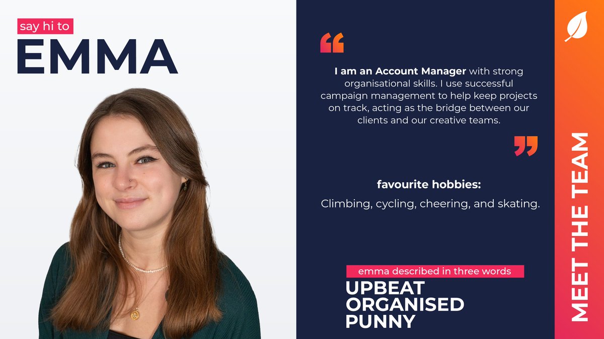 copperleaf_m's tweet image. Please welcome Emma F to the team! 🙌

She joins our Account Management team and will use her strong organisational skills to keep even our most complex projects on track!

To learn more about Emma F and the team, click here ➡️ copperleaf.media/home/about-us/

#MeetTheTeam #CopperLeaf