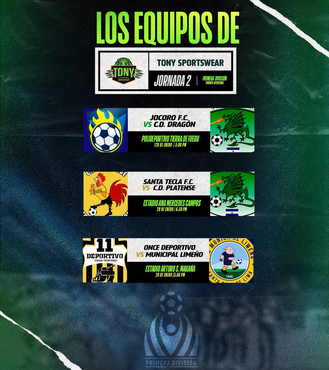 ¡Tenemos fútbol! 😎 Y #LosEquiposDeTony están listos para la Jornada 2 de la Primera División. 👋🏼