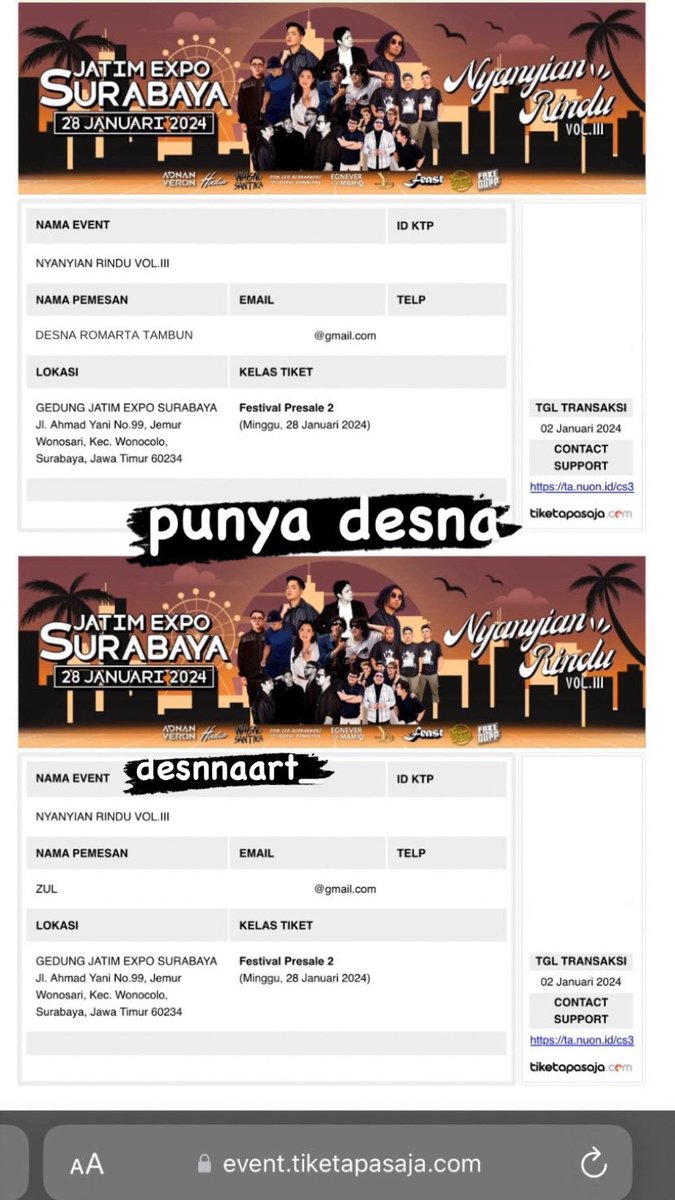 desnaart_'s tweet photo. wts 3 tix PS2 nyanyian rindu vol 3
120 aja
Gass langsung wa 
https://t.co/vTNvkOC8CO

#zonauang #zonajajan #zonaBA #zonaBU #nyanyianrindu #wts https://t.co/9G82qlUcMW