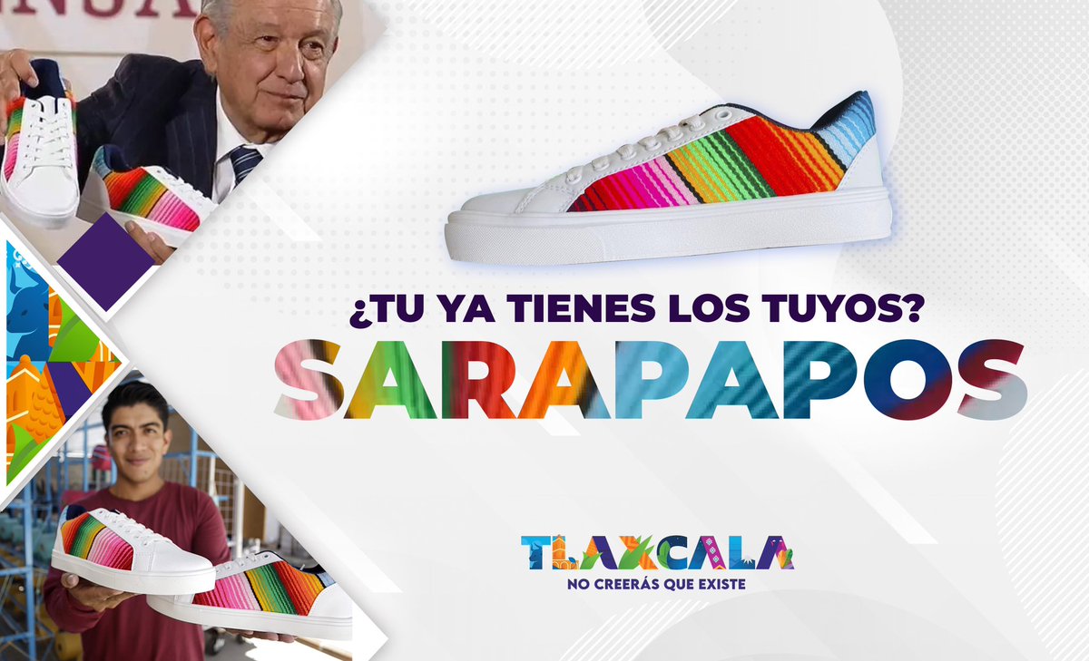 SECTURTlaxcala's tweet photo. El Presidente ya tiene sus sarapapos y tu ¿ya tienes los tuyos?. #CompraLoLocal
Cómpralos con nuestros amigos de 👉🏼 “DINUS Siempre de moda” al teléfono ☎️ 984 807 4434.
#TlaxcalaSíExiste #TlaxcalaNoCreerásQueExiste @GobiernoMX @lopezobrador_ https://t.co/uQNMkqURE6