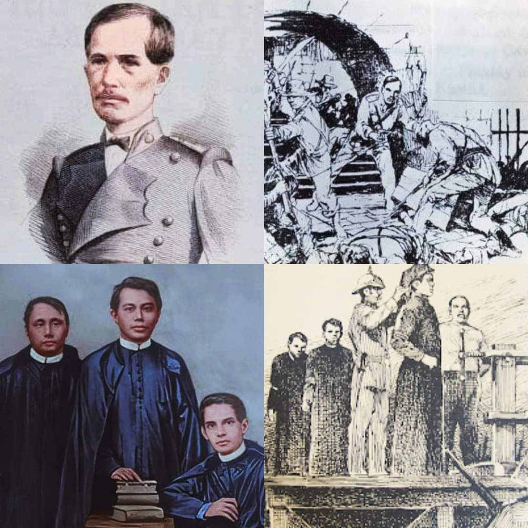 historyphils's tweet photo. On January 20, 1872, the Cavite Mutiny was undertaken by some 200 Filipino workers and soldiers. The suppression of the revolt led to the execution of three Filipino priests, namely Mariano Gomes, Jose Burgos, and Jacinto Zamora.
#FilipinoHistorian #History #Gomburza #Majoha https://t.co/9QyESrTic7