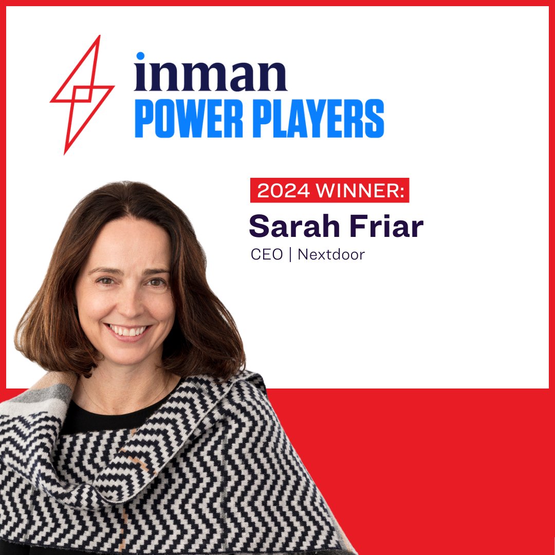 I'm proud of the investments we've made at <a href="/Nextdoor/">Nextdoor</a> to serve the real estate community and thrilled to be named an <a href="/Inman/">Inman</a> Power Player again this year. Thank you! inman.com/2024/01/18/inm…