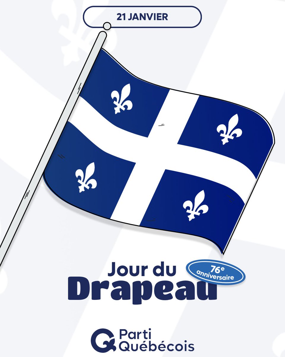 partiquebecois's tweet photo. 76e anniversaire de notre drapeau!

Aujourd'hui, rassemblons-nous autour de ce symbole de fierté nationale, mais aussi de ce symbole de notre pays en devenir.⚜️ https://t.co/x2zCrdXqcE
