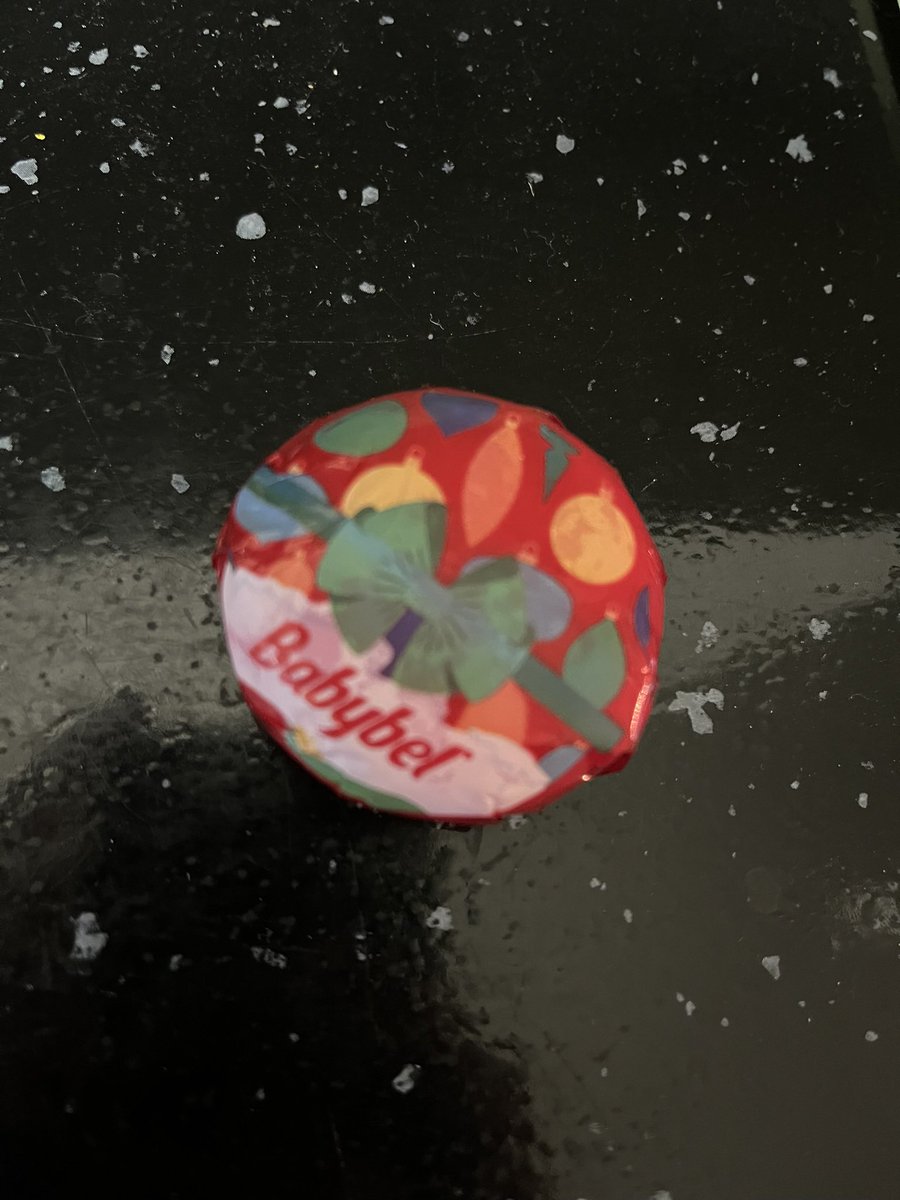 Here is a babybel, the cellophane is Christmas decorations my child will not touch it because it’s not the right one. 
It is but, you try and argue that with an autistic child. 
#autism #changes