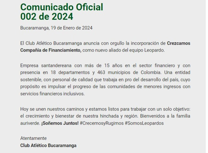 CaracolBga's tweet photo. ⚽️#Deportes | Atlético Bucaramanga oficializó la llegada de un nuevo patrocinador. https://t.co/NVxzCbPzsC