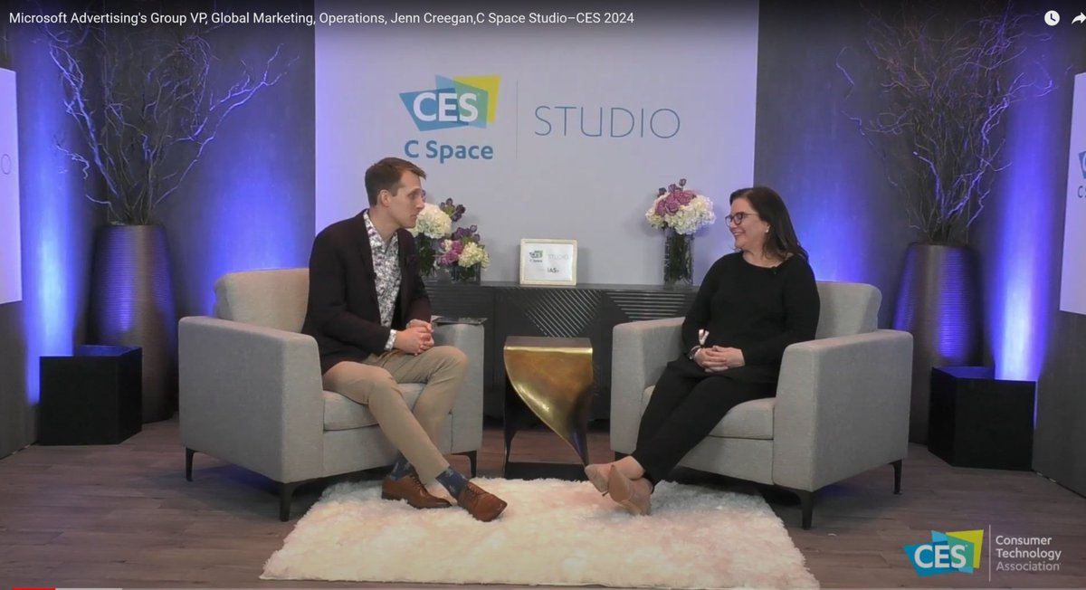 #ICYMI: Catch Jenn Creegan’s conversation with James Kotecki at the #CES2024 C Space Studio 😎 Jenn coins 2024 as “The year where AI will be everywhere, it's not something we'll talk about but something we'll use (cont) msft.it/l/6011isdhd