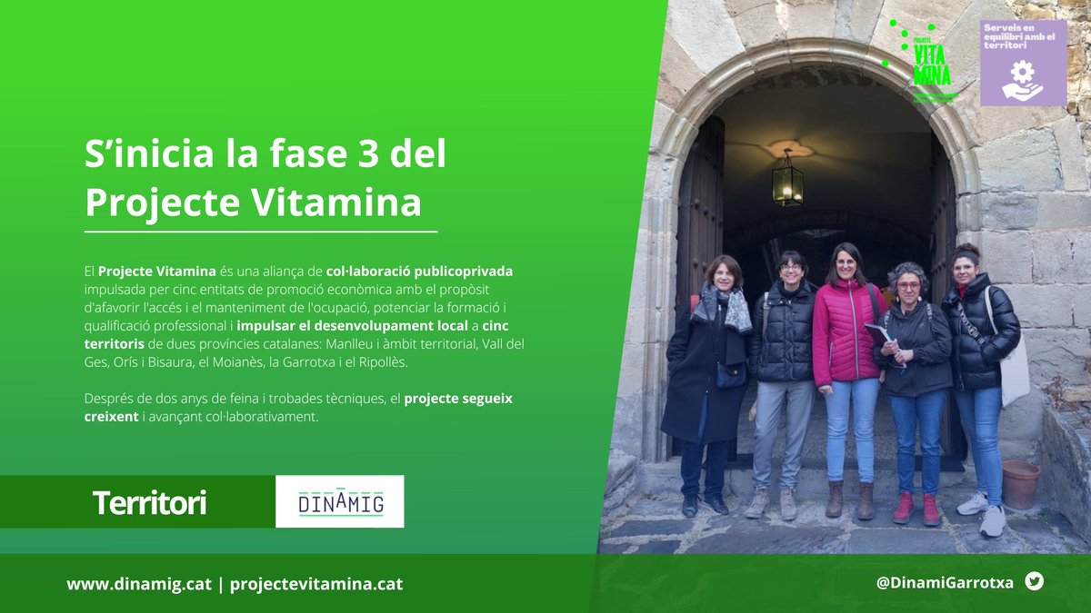 DinamiGarrotxa's tweet photo. #Territori |➡️ El #ProjecteVitamina segueix caminant.
Iniciem la tercera fase del #projecte de la mà dels territoris impulsors
Ben aviat compartirem novetats!
📲No et perdis cap detall a: https://t.co/wid8N9BBFs
#DesenvolupamentLocalIntegral https://t.co/97JVfy91GN