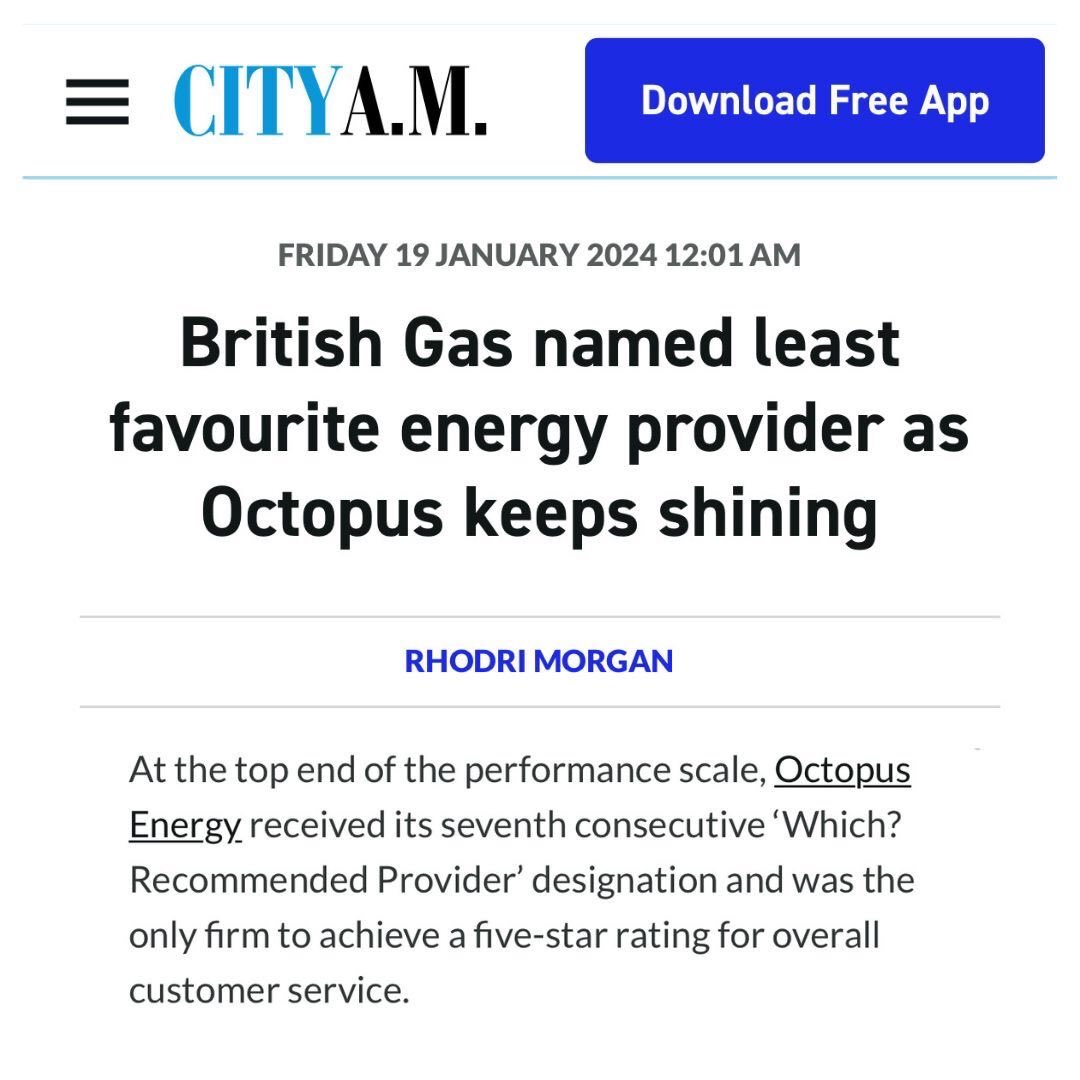 Which? Recommended for a record-breaking 7 years. We know we don’t always get it right. We work hard to keep doing better. With energy prices still high, service matters so much. It means the world to be recognised for looking after our customers 💜 octo.ps/cityam-which