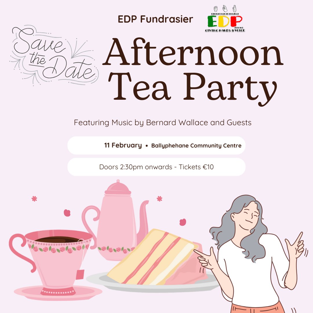 Ethiopia Deaf Project (@deafethiopia) on Twitter photo Join us for our Afternoon Tea Party with music and dancing!
FEB 11th 2024 BALLYPHEHANE COMMUNITY CENTRE Doors open 2:30pm
FEATURING MUSIC BY BERNARD WALLACE + GUESTS Tickets €10 at the door or at info@edp-ambo.com at donorbox.org/afternoon-tea-…
call 021 4217661 Join us for our Afternoon Tea Party with music and dancing!
FEB 11th 2024 BALLYPHEHANE COMMUNITY CENTRE Doors open 2:30pm
FEATURING MUSIC BY BERNARD WALLACE + GUESTS Tickets €10 at the door or at info@edp-ambo.com at donorbox.org/afternoon-tea-…
call 021 4217661