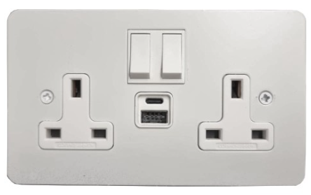 sparksdirect's tweet image. This is Forbes and Lomax DS13/USBAC, a 2 Gang Double 13A Socket with 2 x USB Charger Socket A+C on a Painted Plate with White or Black Plastic Insert and Rocker.

Available for order here:

sparksdirect.co.uk/2-gang-13a-soc… 

#painted #flatplate #USBsocket