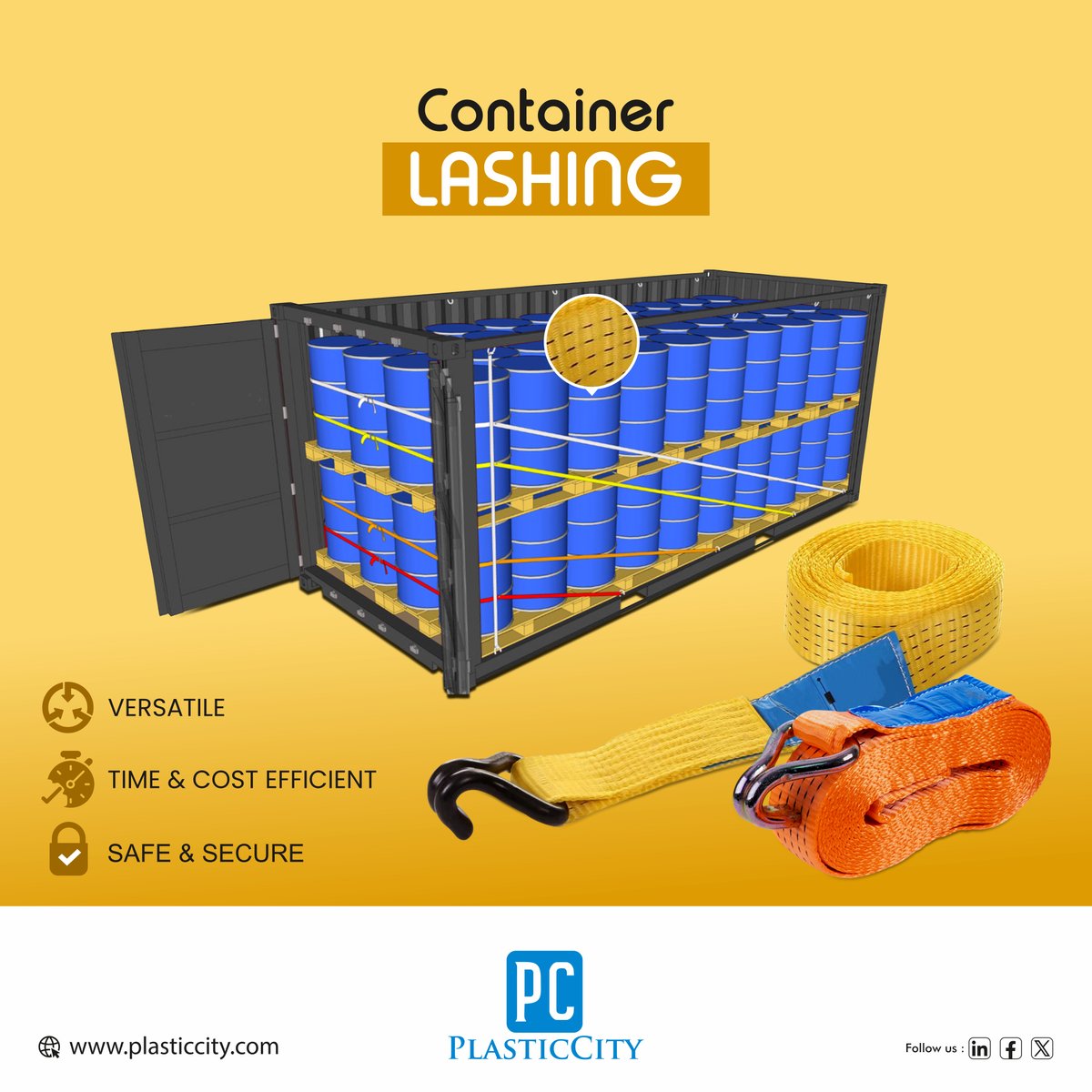 PlasticCity_Ind's tweet image. Optimizing Container Lashing for Secure Shipments! 🚢✨ 
Ensuring cargo stability is paramount in global trade. Discover the latest trends and best practices in #ContainerLashing to enhance supply chain efficiency. 🌐⚓️Mail us at plastics@plasticcity.com
#plasticcity #lashing