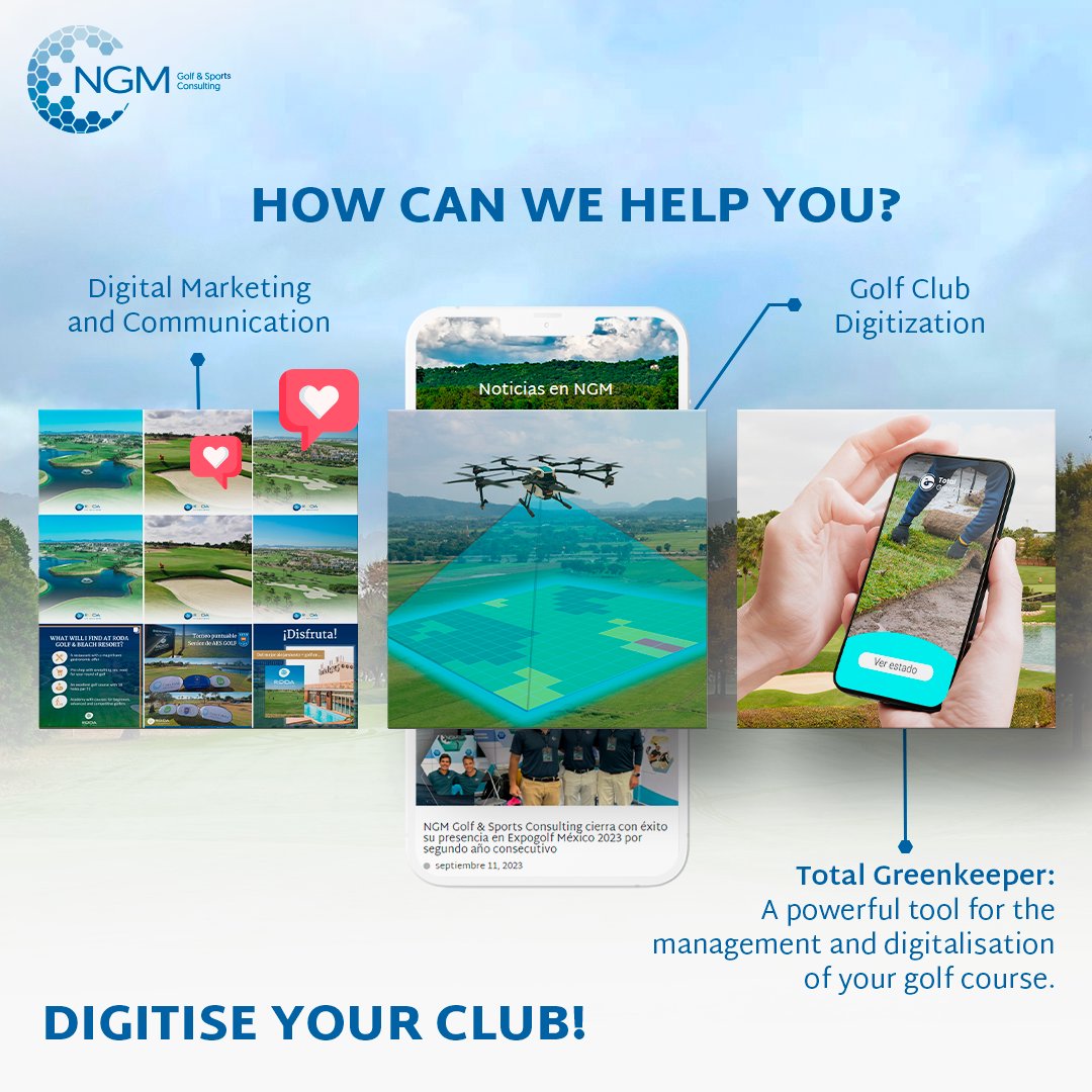 NGM_Golf_Sports's tweet photo. 💡 ¿En qué podemos ayudarte? 

Marketing y Comunicación Digital
Digitalización del Club de Golf
Total Greenkeeper: Una herramienta potente para la gestión y digitalización del campo de golf

👉 ¡Digitaliza tu Club! https://t.co/xjkhOGa93k https://t.co/7FO8ajY1C3
