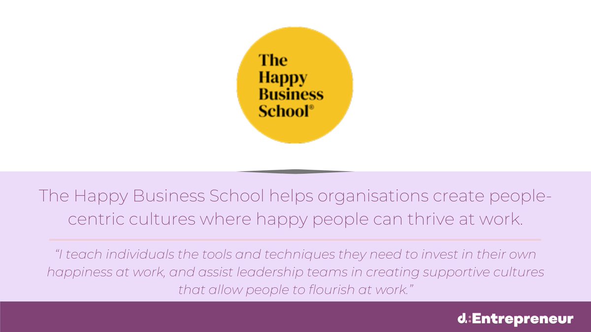 The Happy Business School, @happybizschool, helps organisations create people-centric cultures where happy people can thrive at work. thehappybusinessschool.co.uk
