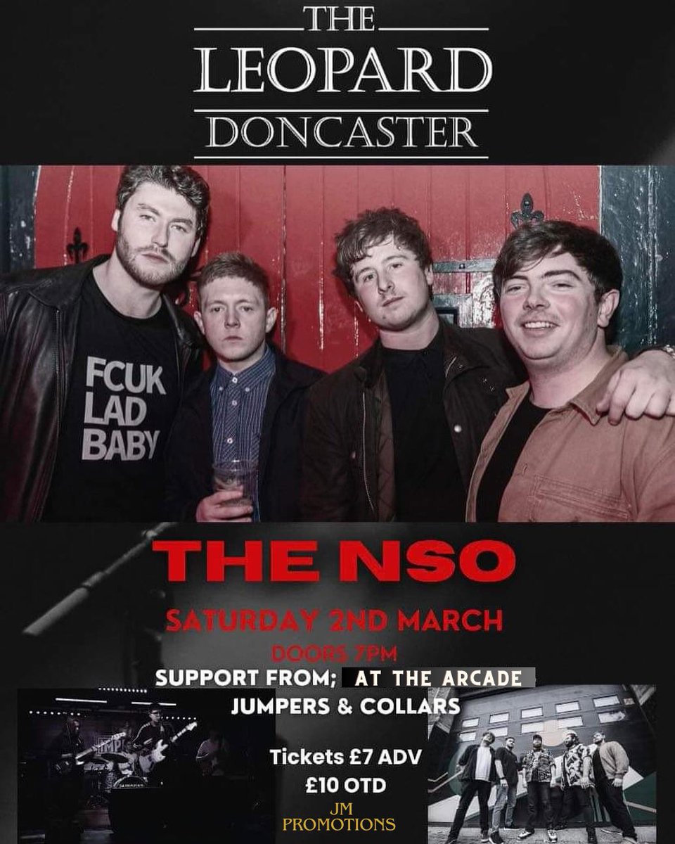 Playing @thedonnyleopard Saturday 2nd March supporting The NSO! 

#Doncaster #Yorkshire #YorkshireMusicScene 
#IndieRock