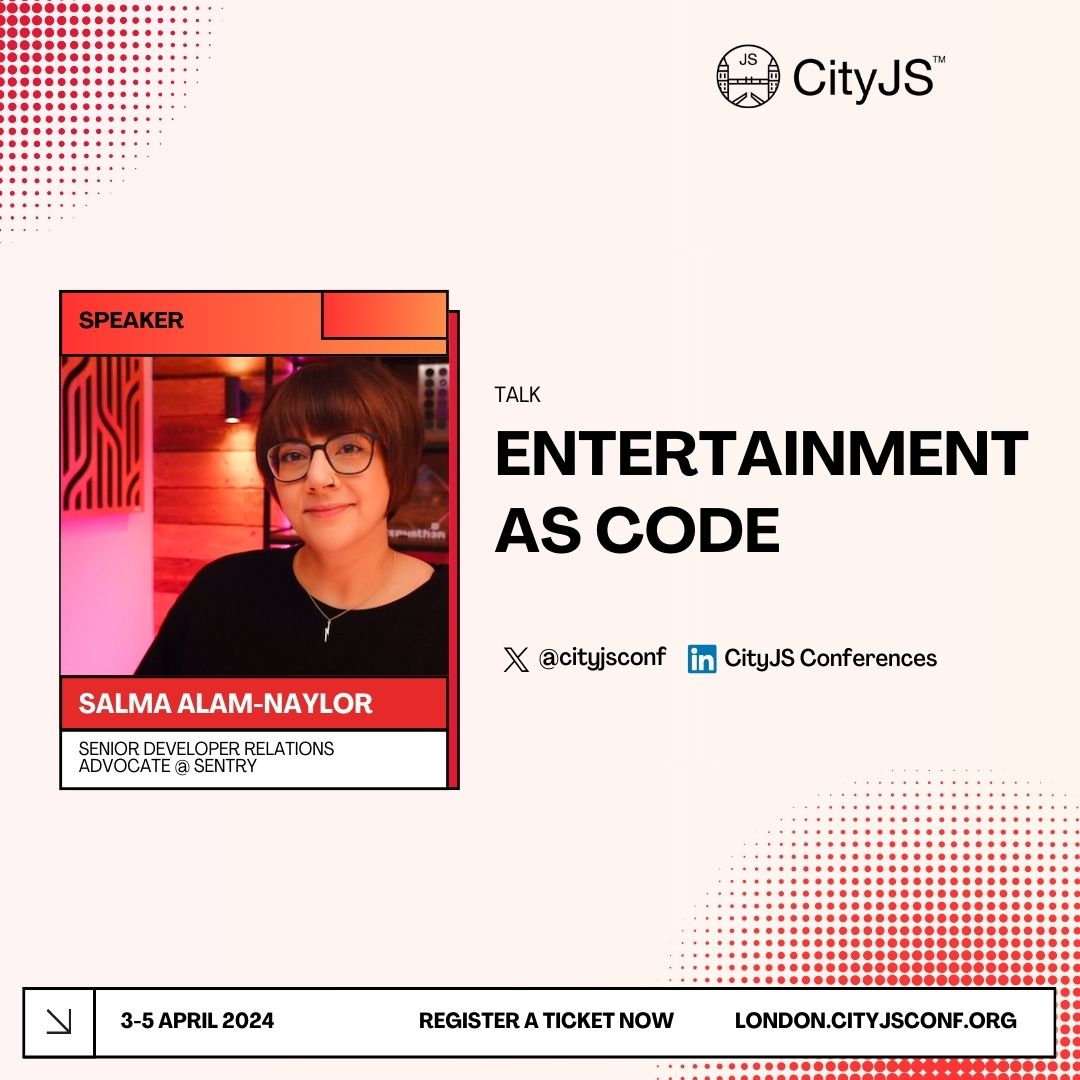 cityjsconf's tweet photo. Thrilled to welcome @whitep4nth3r for "Entertainment as code" at #CityJSLondon!
Explore live coding on Twitch, experience the power of silly code, and join the vibrant community. ๐๐ฉโ๐ป
Get your tickets at https://t.co/wECxkgumtk!
#CodeEntertainment #CommunityBuilding https://t.co/1M5eMqOExp