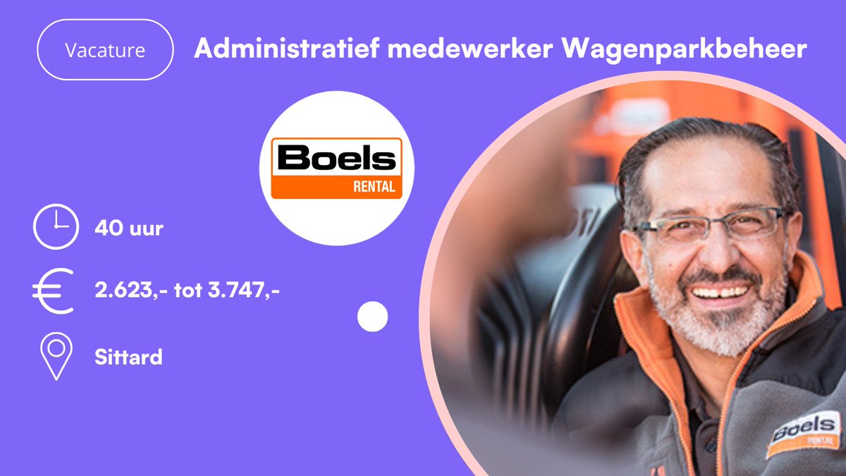banenrijk2007's tweet image. Stap achter het stuur van jouw nieuwe carrière als Administratief medewerker Wagenparkbeheer bij Boels Sittard waar je voertuigen beheert, onderhoudt en repareert!🚐

Kijk op onze website voor alle informatie over de vacature!🌐
ow.ly/VolT50QqgGM

#vacature #Boels #Sittard