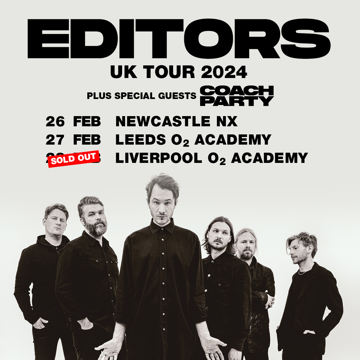 Thrilled to announce <a href="/wearecoachparty/">🤍 Coach Party 🤍</a> will be supporting <a href="/editorsofficial/">EDITORS</a> on tour next month! 🖤 tix.to/Editors