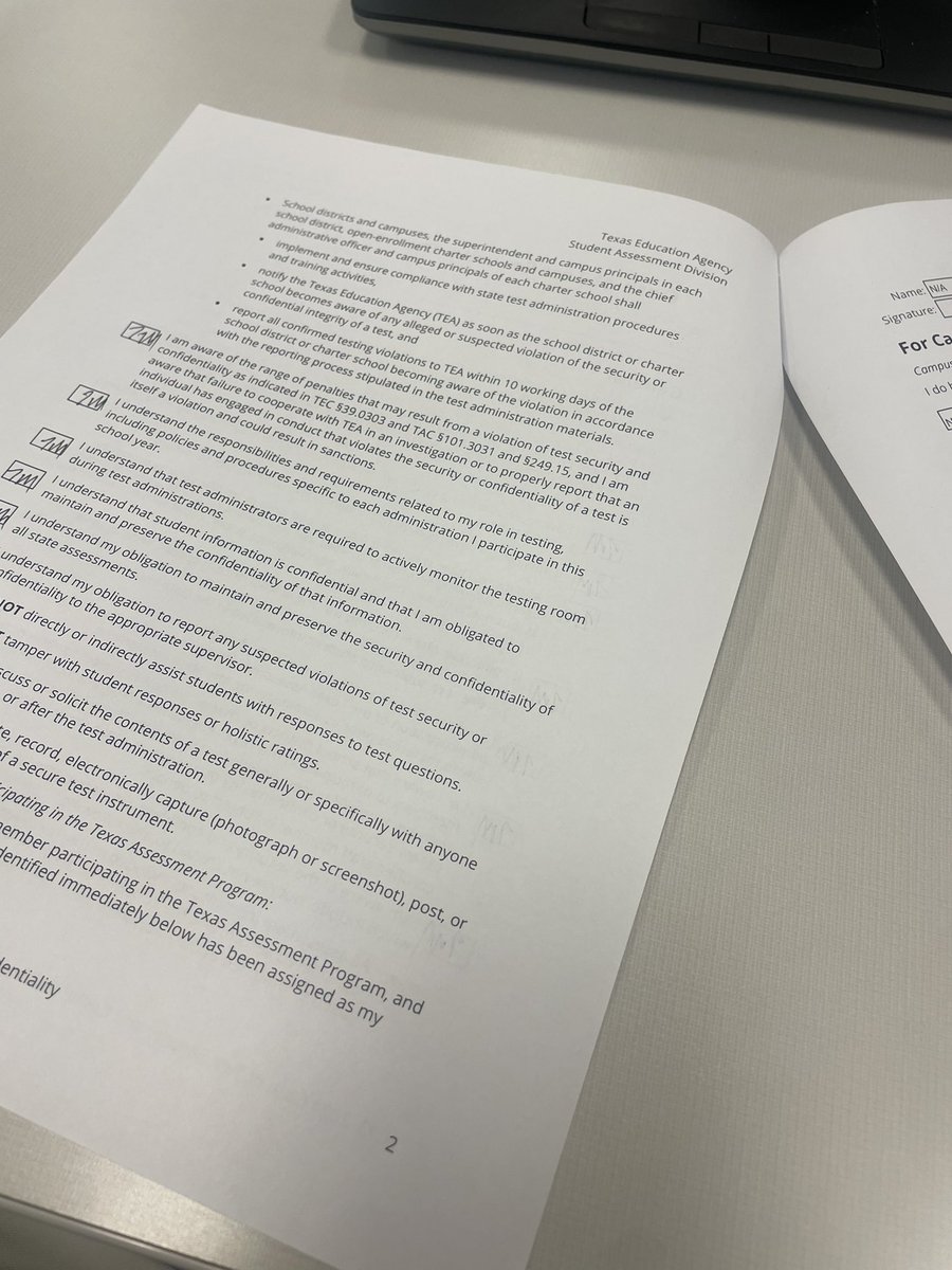 While signing the  now 3 page <a href="/teainfo/">Texas Education Agency</a> #staar Oath (which requires me to be a certified educator and to forfeit that cert if I cheat), I thought about how the #staar and my certificate are so meaningless to the #txlege that neither was required in any of the voucher bills…