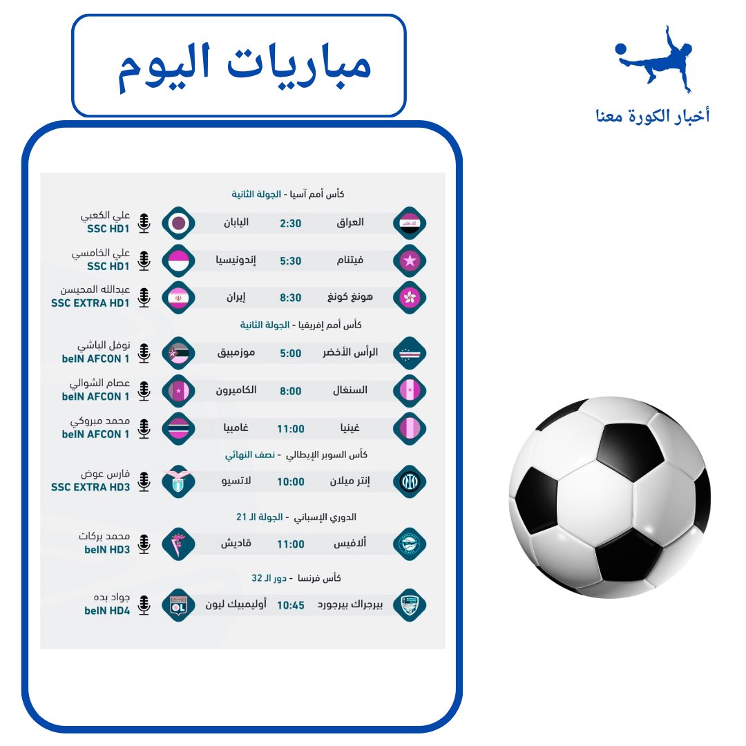 مباريات اليوم