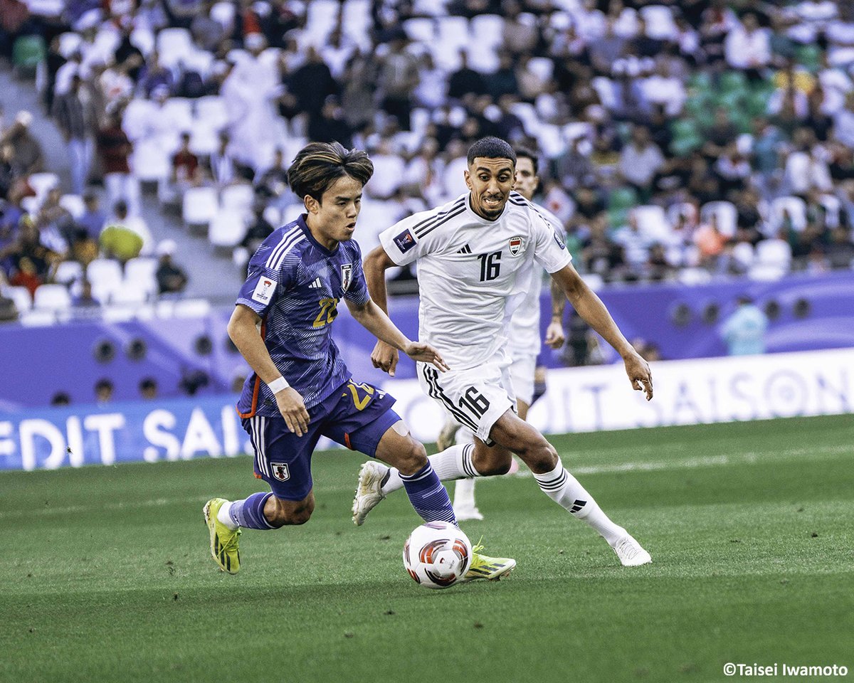 GoalJP_Official's tweet photo. 🇯🇵 #アジアカップ イラク戦 前半終了 🇮🇶

スタジアムの大歓声を背にKO直後から前に出た #イラク代表 が開始5分に先制。

反撃に出る #日本代表 だが、前半ATにカウンターから失点。アイマンにこの試合2ゴール目を許し、2点ビハインドで後半へ。

イラク 2-0 日本

#SAMURAIBLUE #サッカー日本代表 https://t.co/GByF91Ql0k