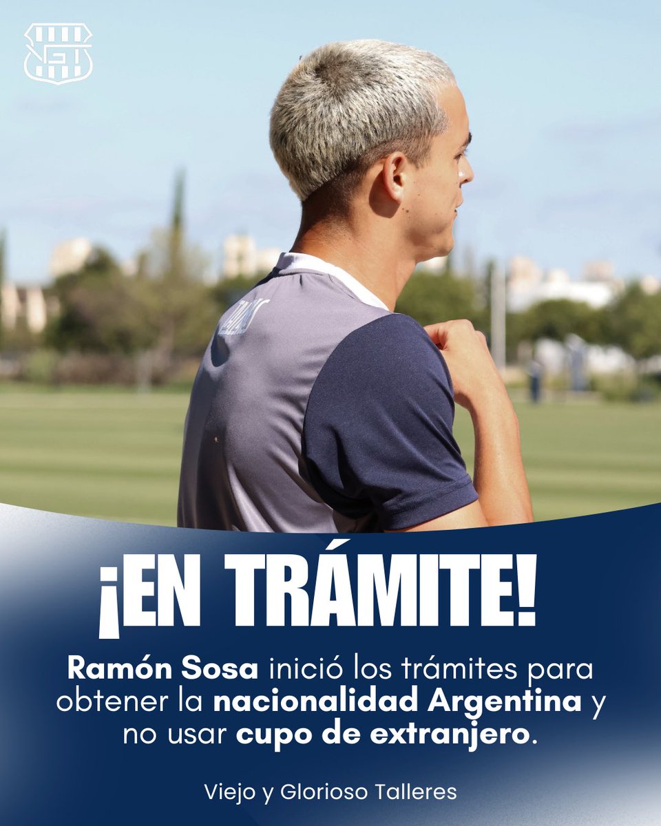 VyGTalleres's tweet photo. 🚨 ¡𝙉𝘼𝘾𝙄𝙊𝙉𝘼𝙇𝙄𝘿𝘼𝘿 𝙀𝙉 𝙏𝙍𝘼́𝙈𝙄𝙏𝙀!

Ramón Sosa llegó a la Argentina en febrero de 2022 como jugador de #GimnasiaLP y en ese mes, y este año, cumplirá los dos años viviendo en el país que se requieren para que pueda obtener la nacionalidad.

👉🏽 Recordemos que #Talleres está al límite con los cupos de extranjeros y que el paraguayo Sosa obtenga la nacionalidad Argentina sería un alivio.

📄 Según me informan, el trámite ya está iniciado, e intentan llevarlo a cabo lo antes posible.

#ViejoYGloriosoTalleres