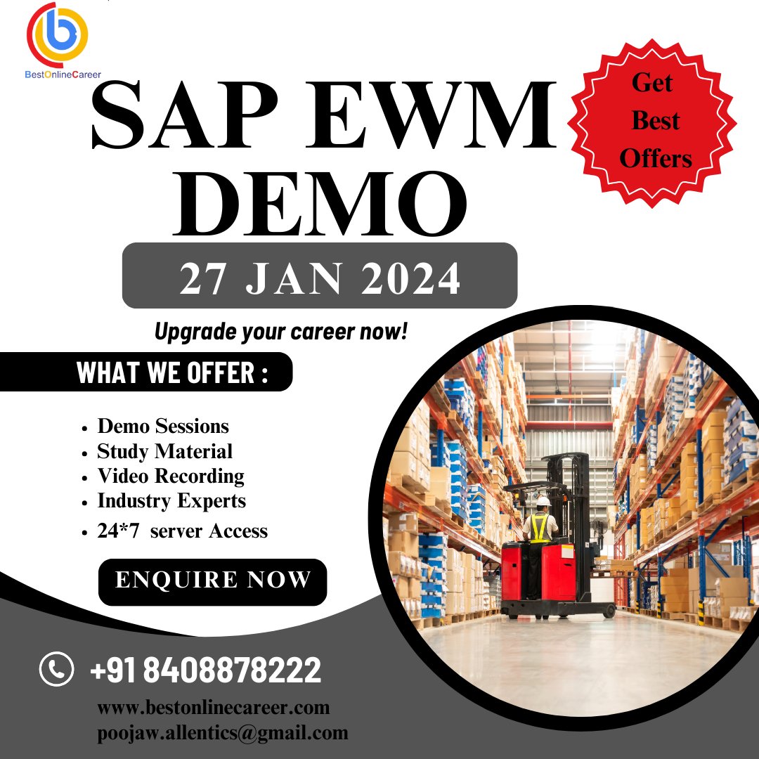 SAP EWM DEMO on 27th Jan 2024
Enquire now !
forms.gle/oaLZiGDbtv7TtQ…
#sap #sapewm #sapewmdemo #sapmm #warehouse #materials #warehousemanagement #materialmanagement #sapconsultant