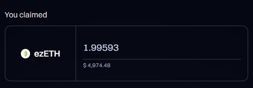 Popsus's tweet image. received $ezETH revenue share