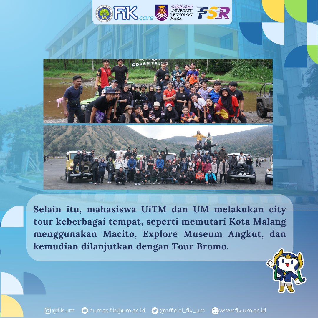 official_fik_um's tweet photo. [STUDENT INBOUND MOBILITY FAKULTAS ILMU KEOLAHRAGAAN]

Fakultas Ilmu Keolahragaan melaksanakan Student Inbound Mobility bersama Fakulti Sains, Sukan dan Rekreasi UiTM Malaysia  pada 4-11 Januari 2024

-------------------

Humas Fakultas Ilmu Keolahragaan
Universitas Negeri Malang https://t.co/7bEy5DfofO