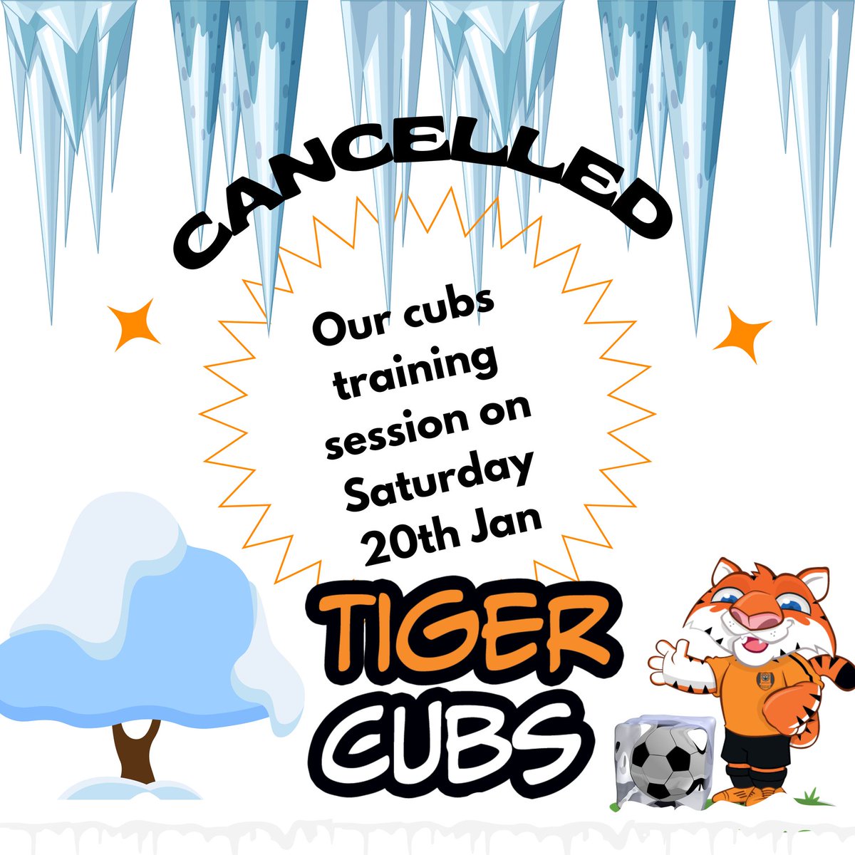 Unfortunately the weather wins this week and our cub's session has been cancelled. Back to normal next week... Jack Frost depending...
#grassroots #teamtigers #wheresourundersoilheating