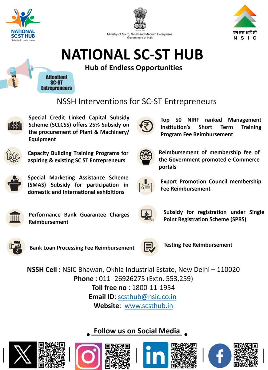 NSSH provides professional support to existing and aspiring SC-ST Entrepreneurs to enhance their participation in public procurement through various interventions.