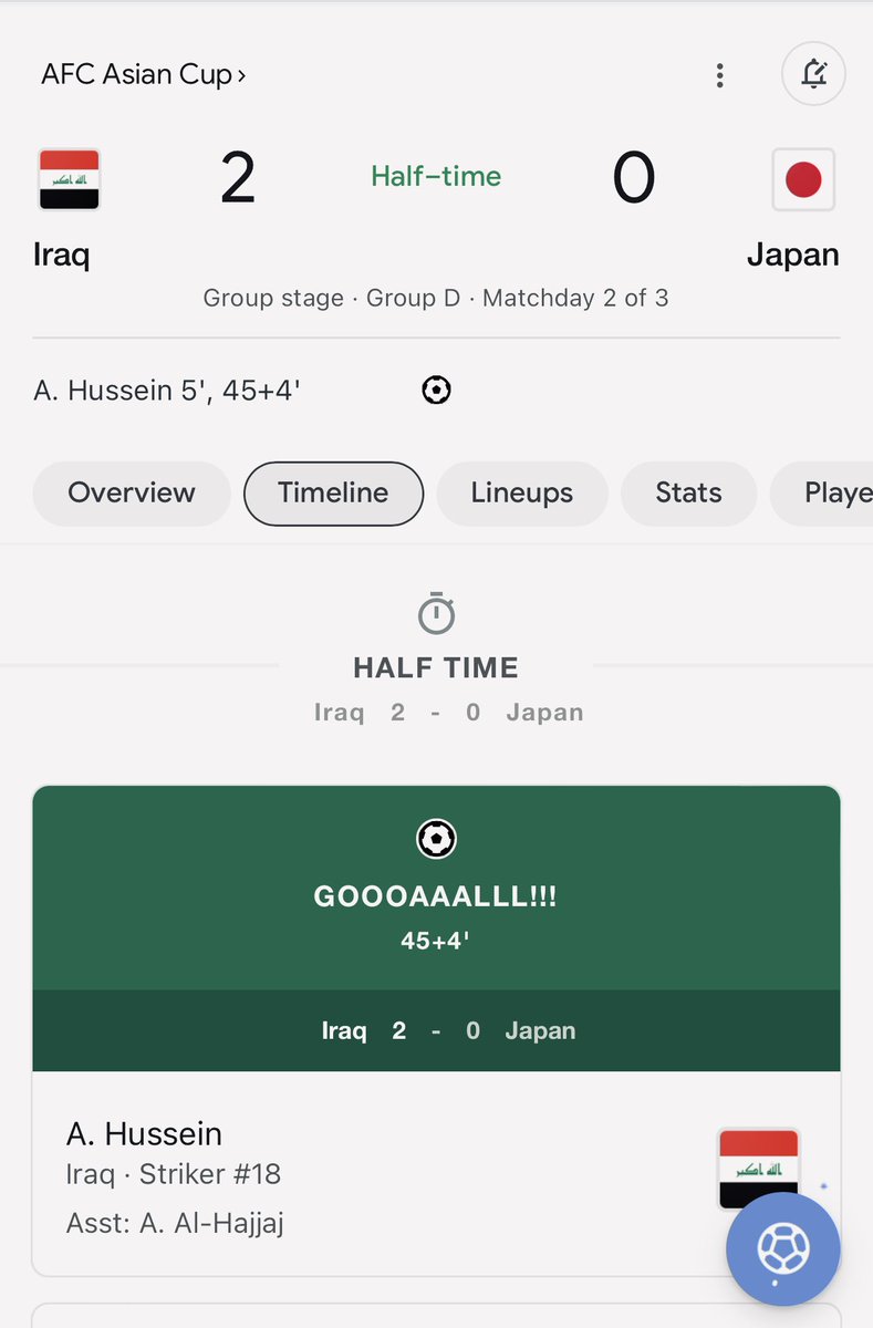 lsl110's tweet photo. @LFC It’s not going well for Japan so far! https://t.co/dsvI3oL979