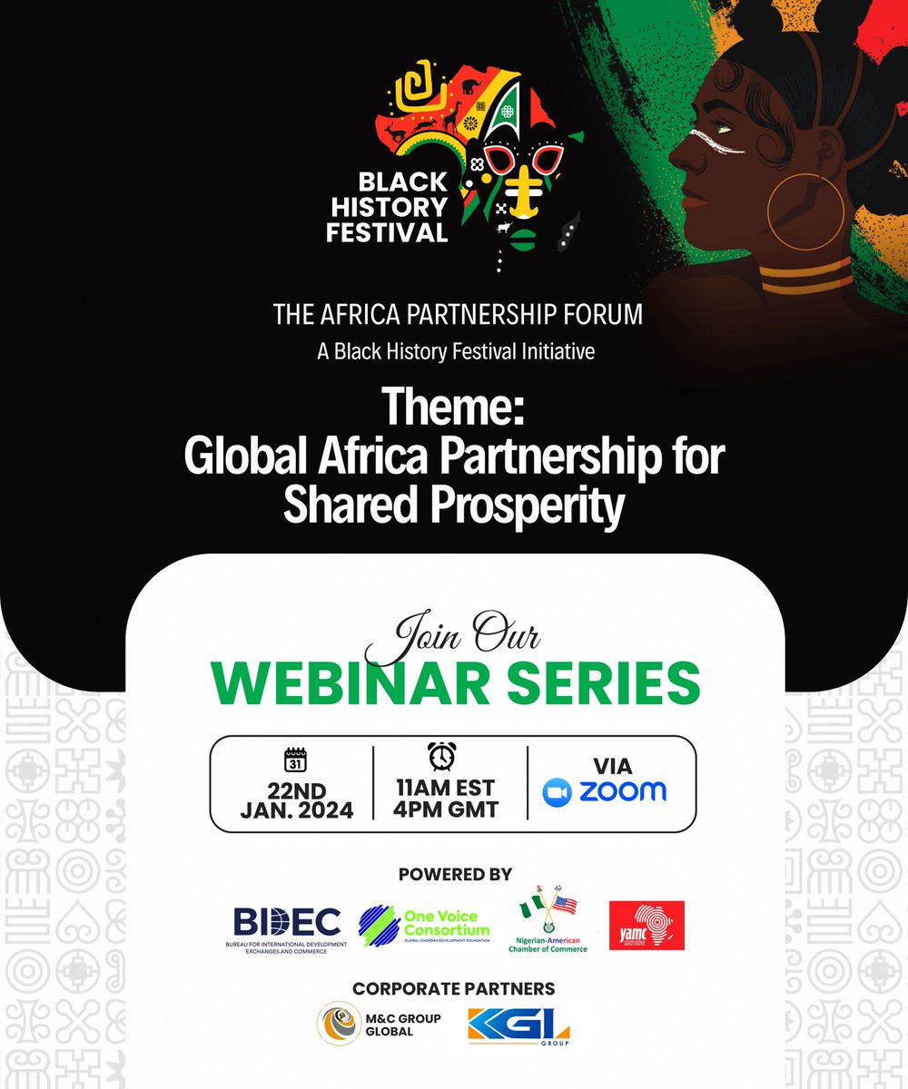 KingVisualsFx's tweet photo. Exciting news! Save the date for our upcoming webinar on Jan 22, 2024, themed 'Global Africa Partnership for Shared Prosperity.' Join us in shaping a cross-border dialogue and building a future of unity and vision! Stay tuned for more details. #BHFFWebinarSeries #SharedProsperity https://t.co/6XnAom2MQQ