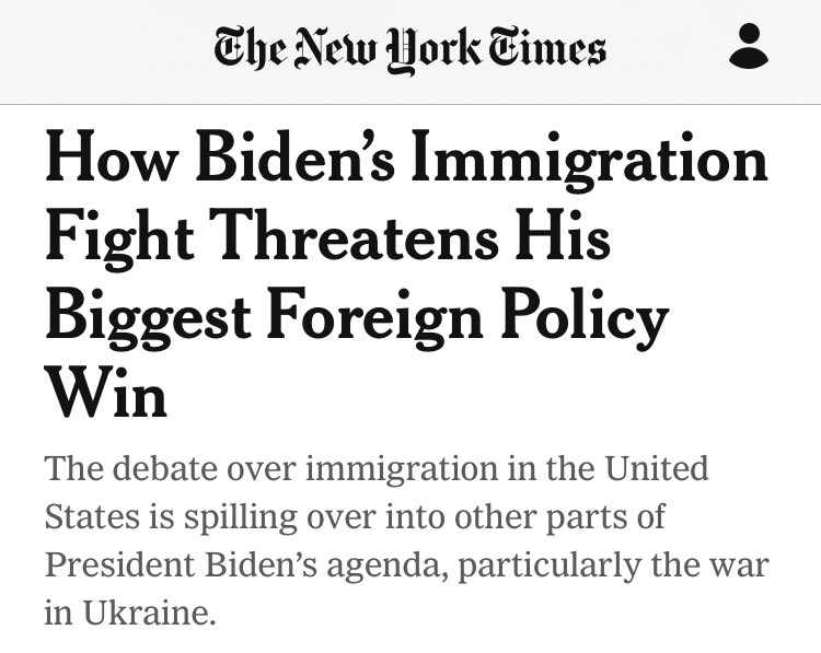 A more accurate headline would be “Republicans Hold Ukraine Aid Hostage to Exploit Border Issue Against Biden.” But instead the New York Times spins it just the way the Republicans want.