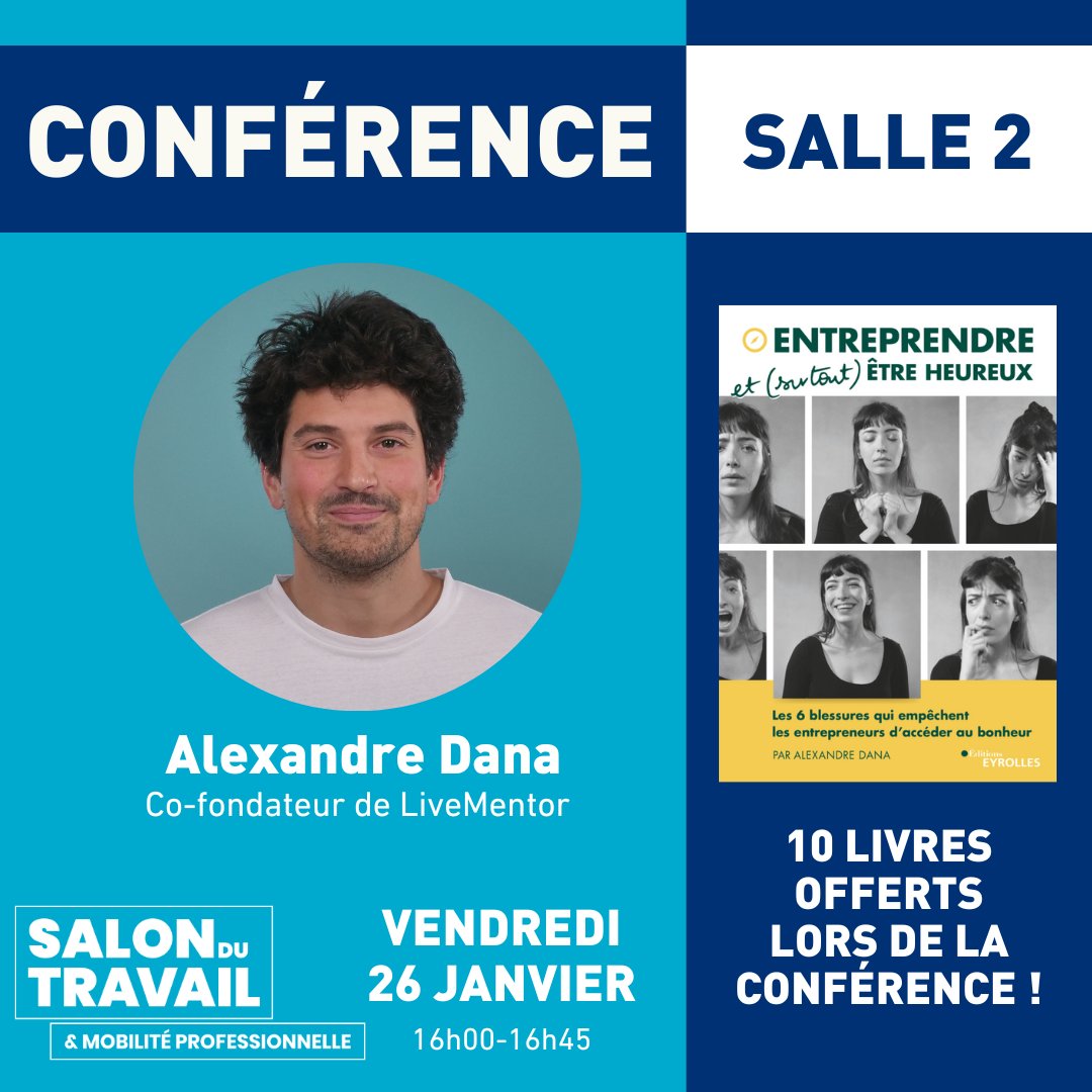 🎤 [OFFRE CONFERENCE] 🎤 10 livres d'Alexandre Dana seront offerts lors de sa conférence prévue le 26 janvier à partir de 16h en salle 2 ! 📢 Inscrivez vous gratuitement dès maintenant 👉 lnkd.in/dPikNeJJ 📅 25 et 26 janvier 2024 📍 Grande Halle de la Villette, à Paris.