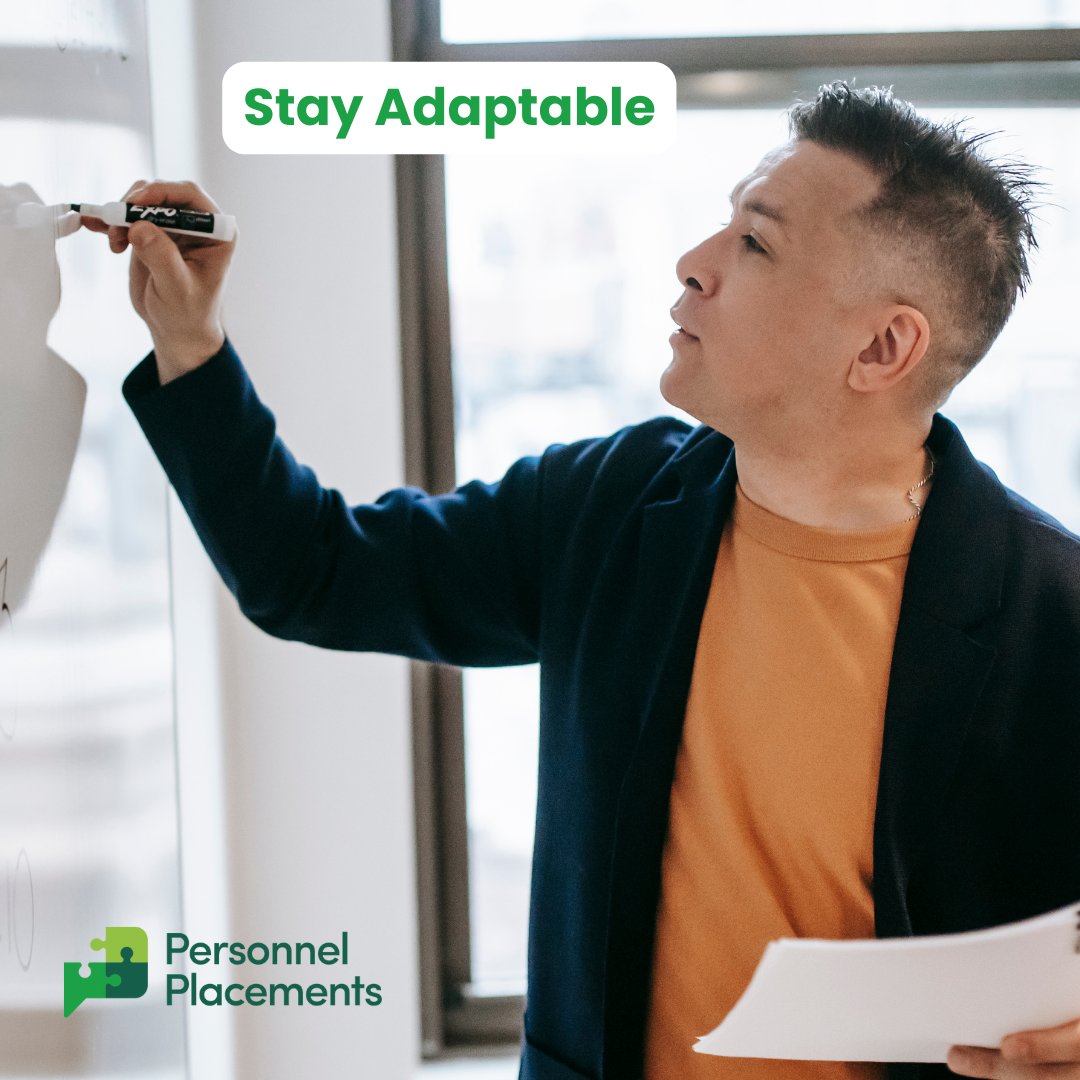 Daily Job Searching Tips - Week 3! Stay Adaptable Embrace change in your job search journey. Adaptability is key to navigating the dynamic job market successfully. Stay open-minded and welcome new opportunities! #JobSearch #CareerAdvice #Adaptability