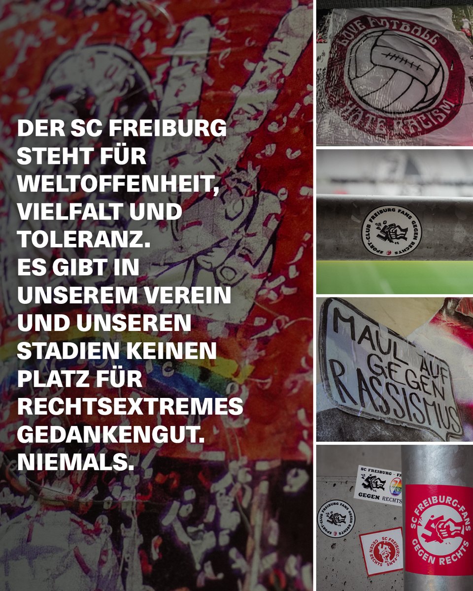 In Freiburg wird aktuell, wie in vielen Städten Deutschlands, für die Grundwerte unserer Demokratie und gegen Hass und Hetze demonstriert.

Die Haltung des Sport-Club ist klar: